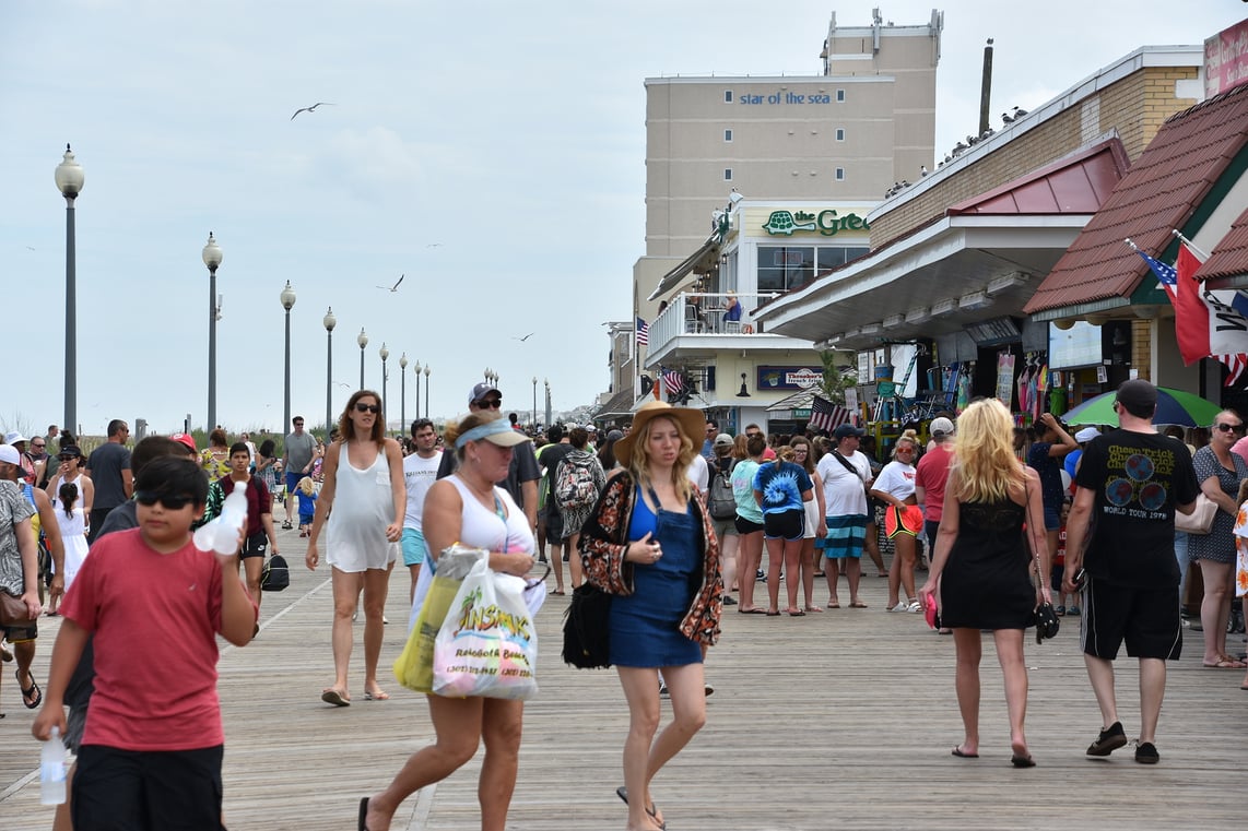 Crowds on the rehoboth beach boardwalk